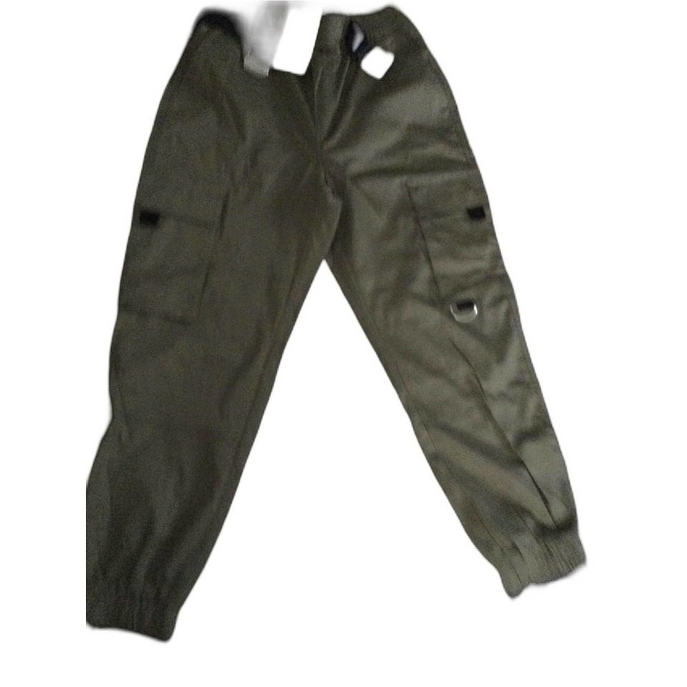 Bershka Womens Slouchy Cargo Pants Ankle High Green Size L !